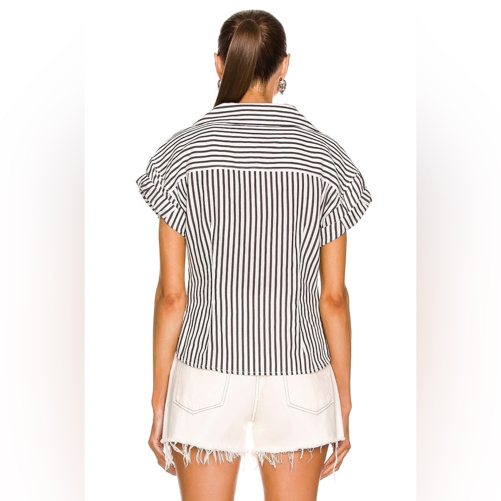 NWOT - Frame Stripe Roll Sleeve Shirt in Noir Multi - Size S - Picture 3 of 6